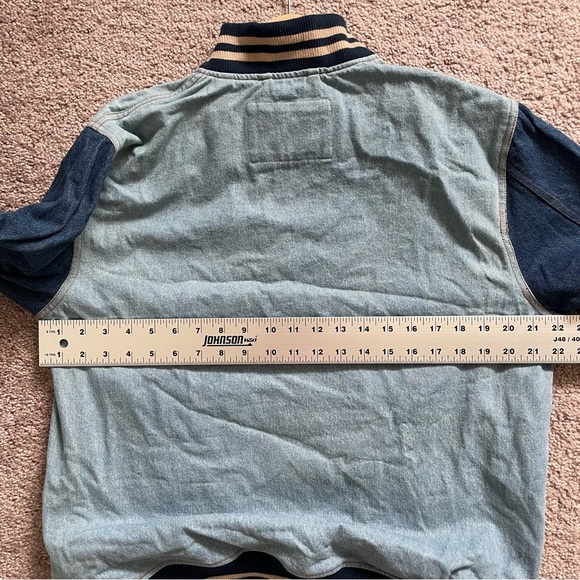 Slate and Stone Jacket Mens Extra Large Denim Bomber Varsity - Picture 3 of 7